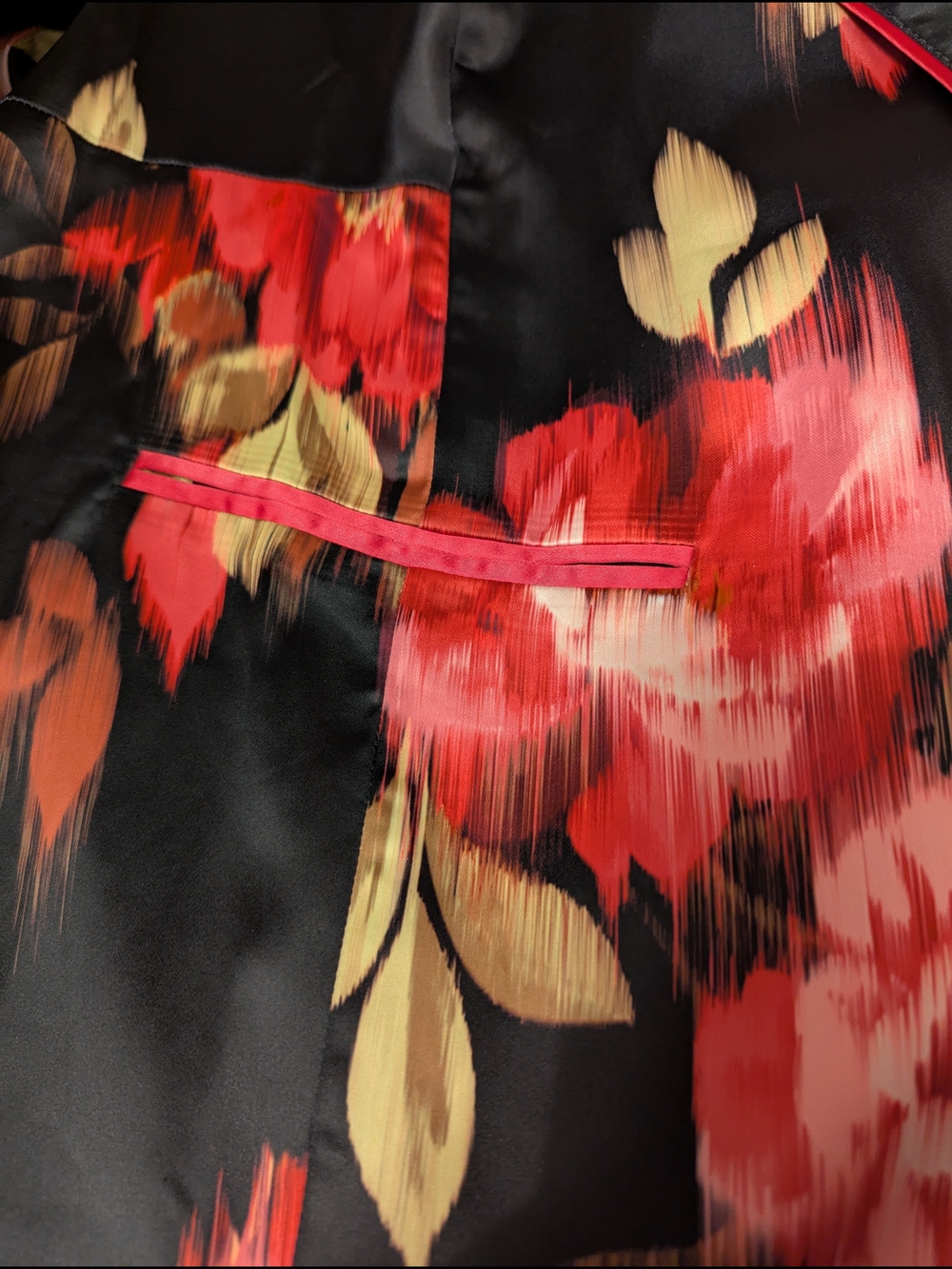 torrid Black Satin Blazer with Red Floral Print - Picture 3 of 7